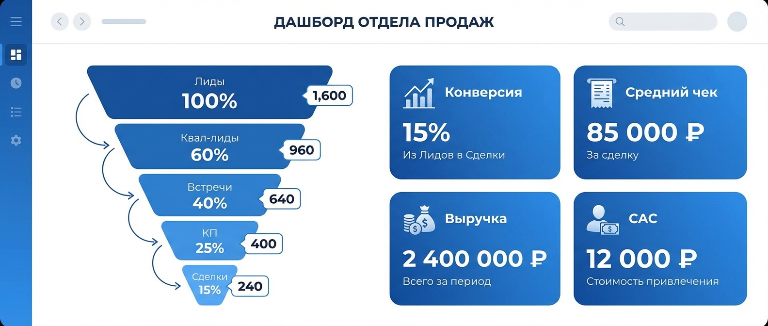 Метрики отдела продаж: воронка и KPI