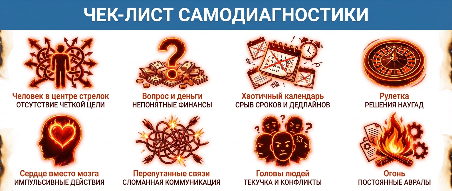 8 признаков хаоса в бизнесе — чек-лист для самодиагностики