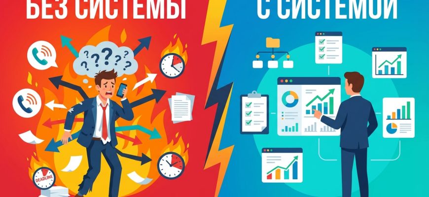 Систематизация бизнеса — трансформация хаоса в порядок, инфографика до и после