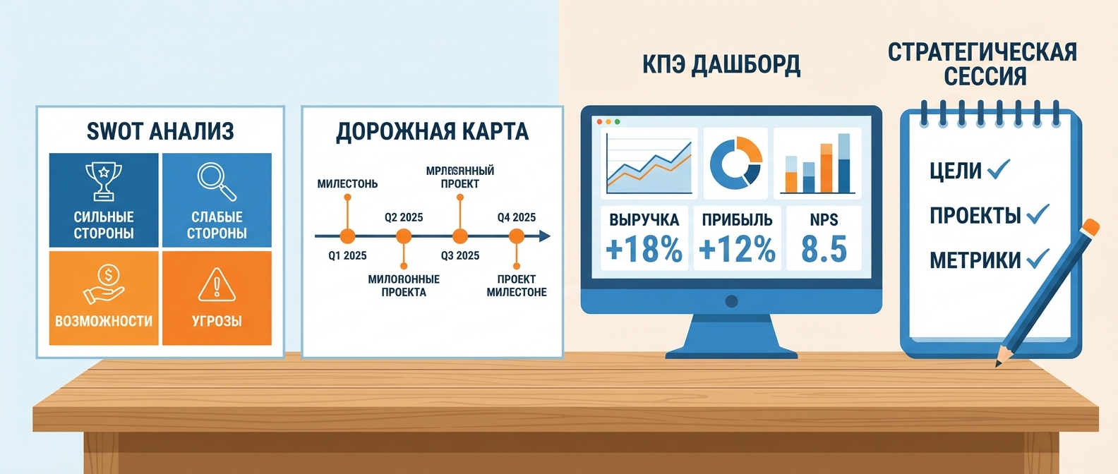 Инструменты стратегического развития: SWOT, дорожная карта, KPI, стратегическая сессия