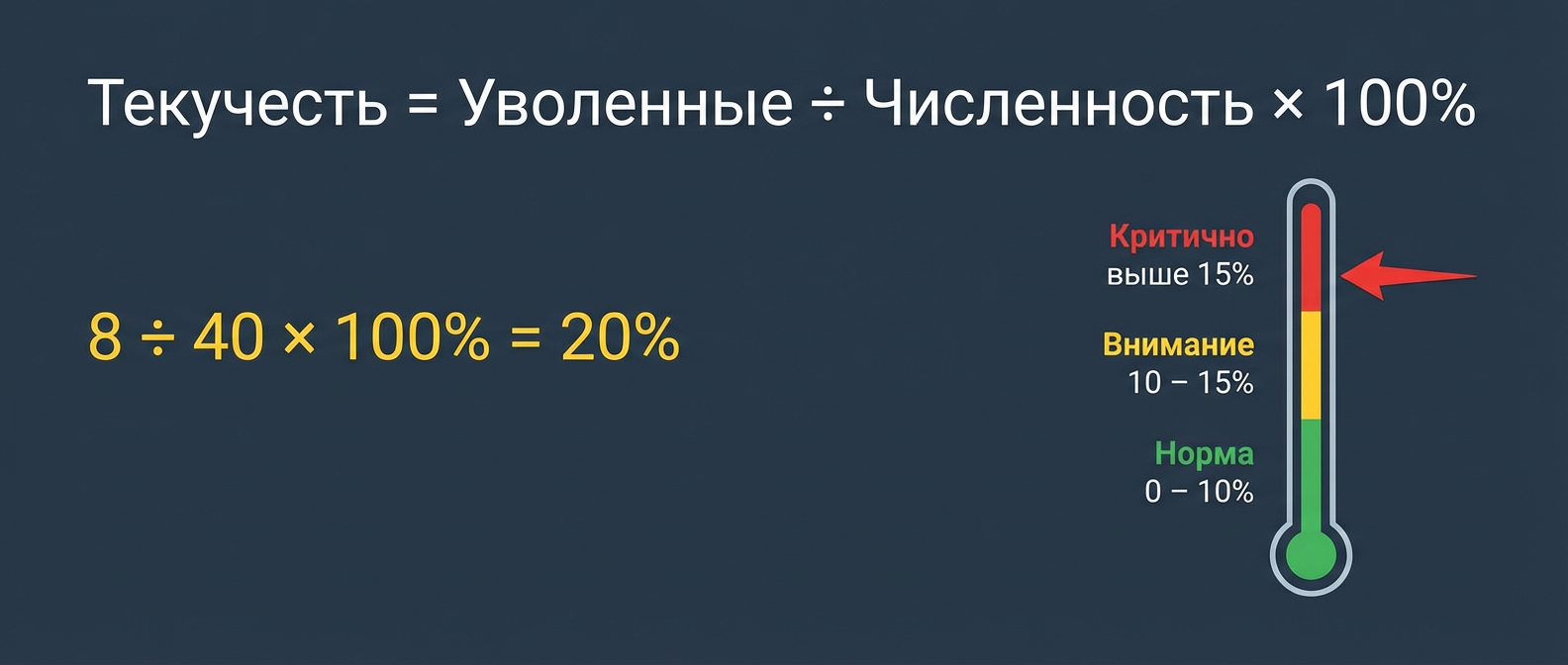 Формула расчёта коэффициента текучести кадров