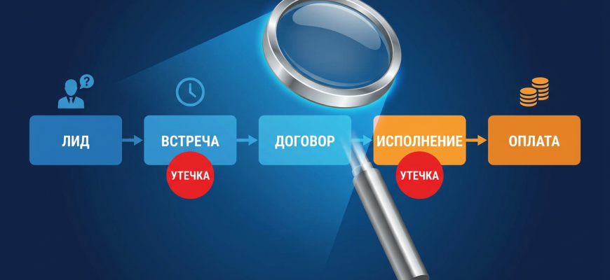 оптимизация бизнес-процессов — поиск утечек в сквозном процессе