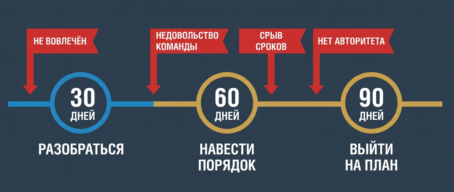 Первые 90 дней РОПа: план 30/60/90 и красные флаги