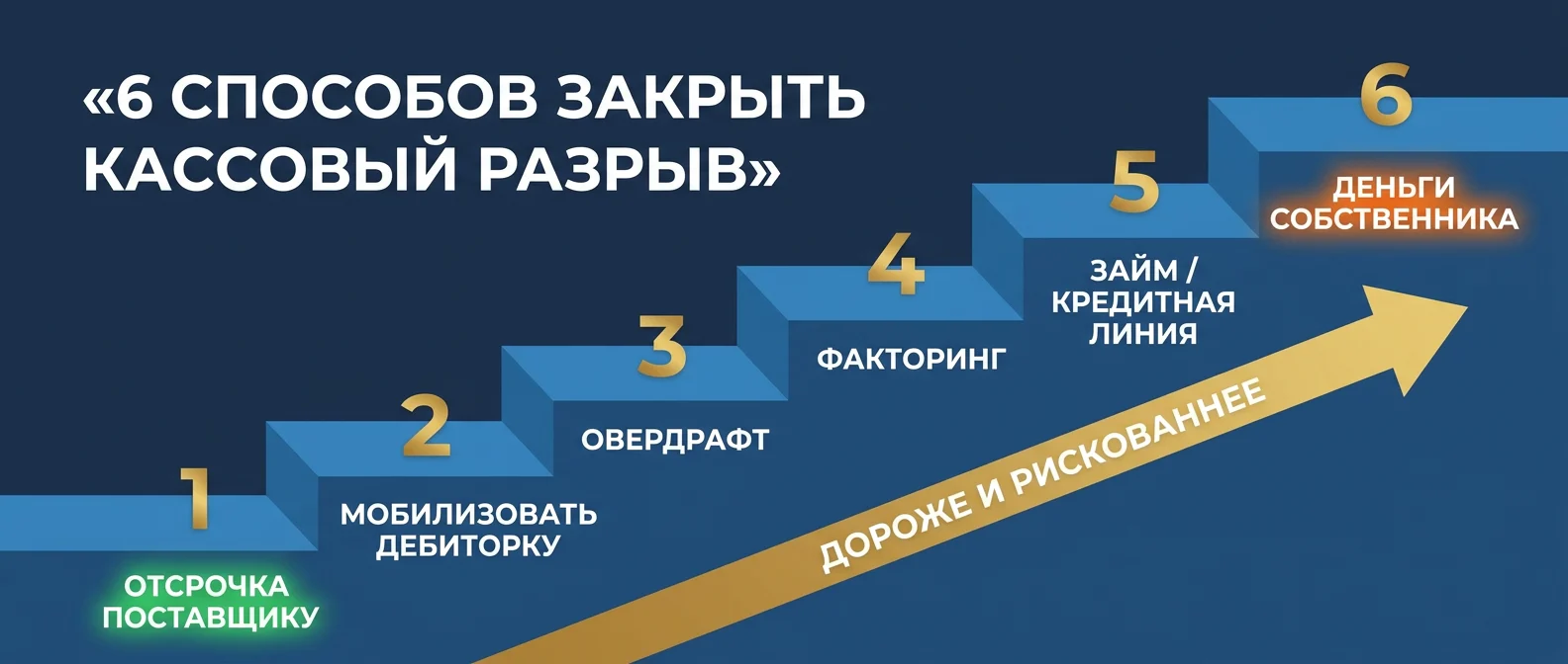Шесть способов закрыть кассовый разрыв по возрастанию цены и риска