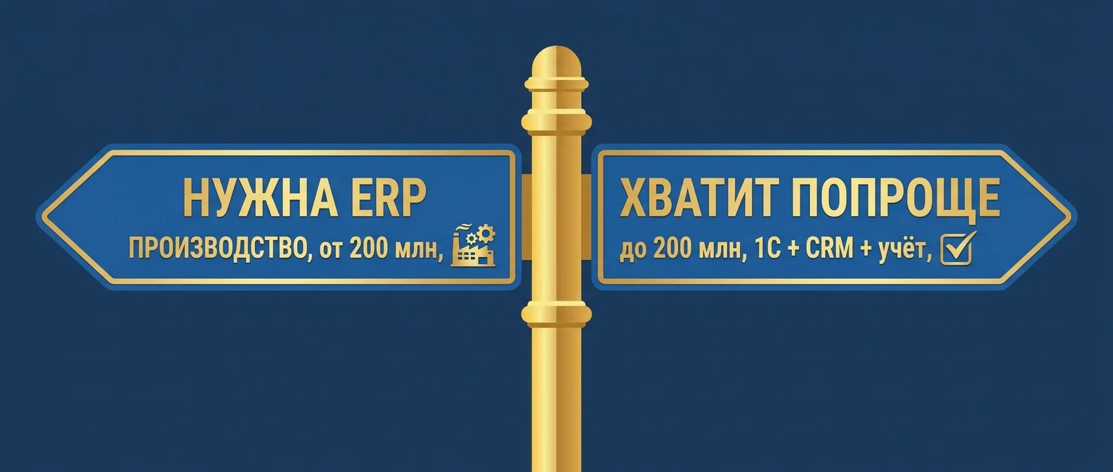 Когда нужна ERP, а когда хватит 1С попроще — развилка по обороту