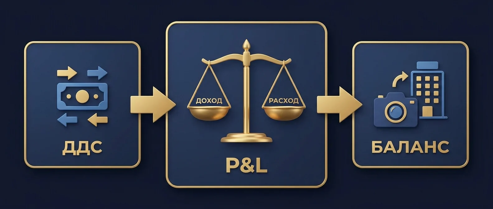 Связка управленческого учёта: ДДС, P&L и баланс