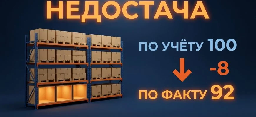 Недостача при инвентаризации: расхождение между учётными и фактическими остатками на складе