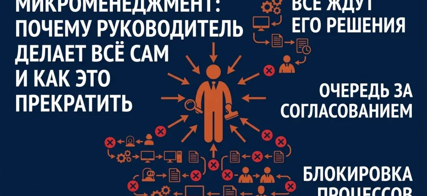 Микроменеджмент: руководитель согласовывает каждую мелочь, и вся компания стоит в очереди за его решением
