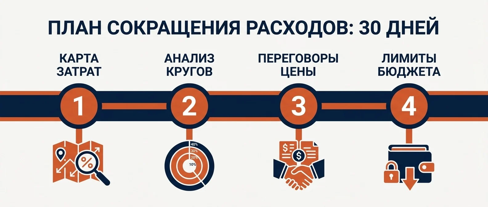 План сокращения расходов на 30 дней: карта, круги, переговоры, лимиты