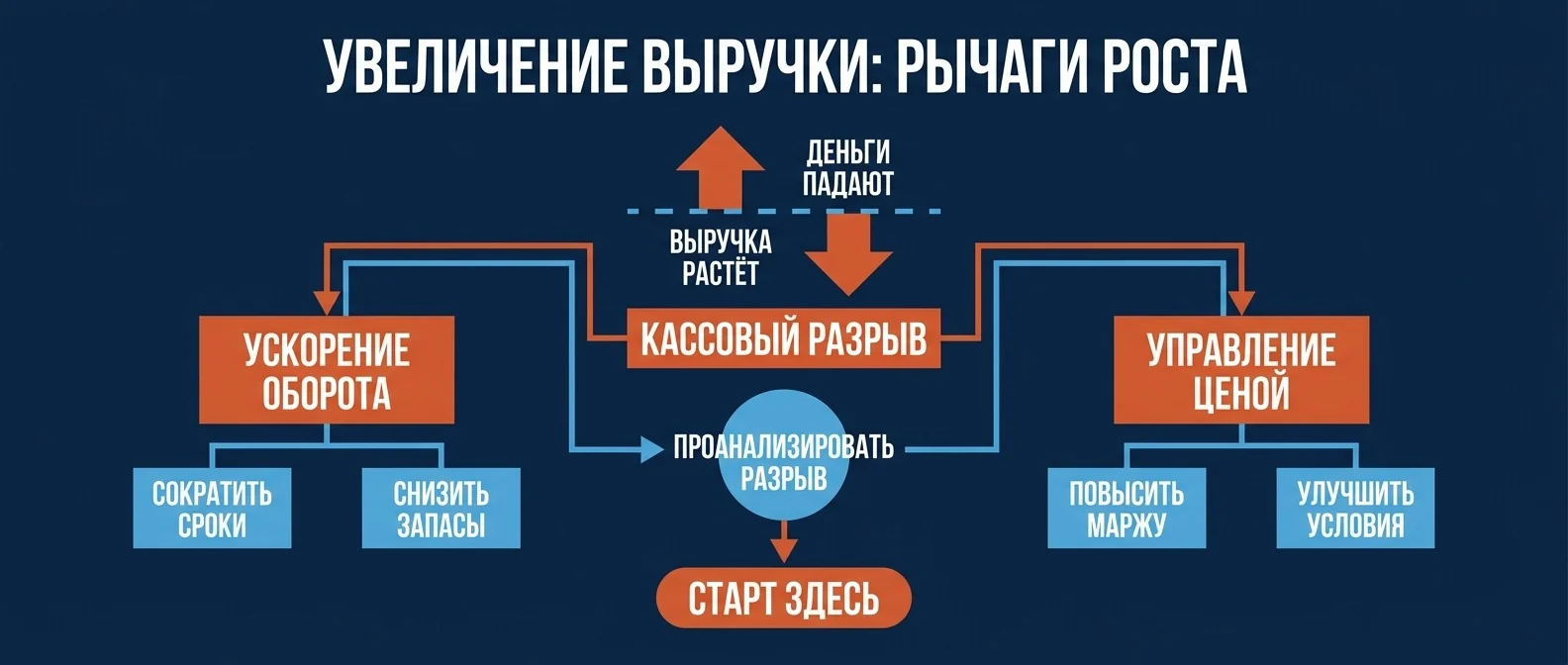 Выручка растёт, а деньги на счету падают: кассовый разрыв на разгоне